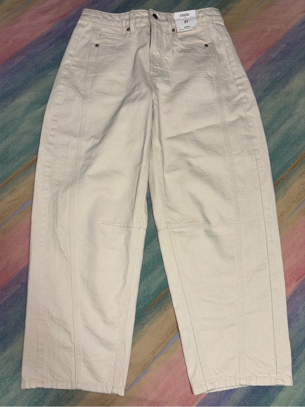 Loft Rivete  High Rise Barrel Jeans size 27 NWT